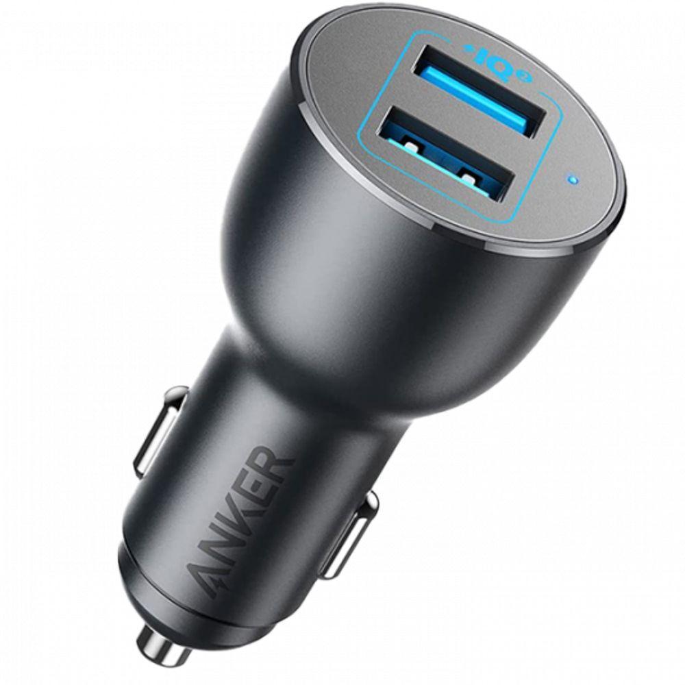  انكر شاحن سيارة سريع 36 واط مخرجين USB A أسود