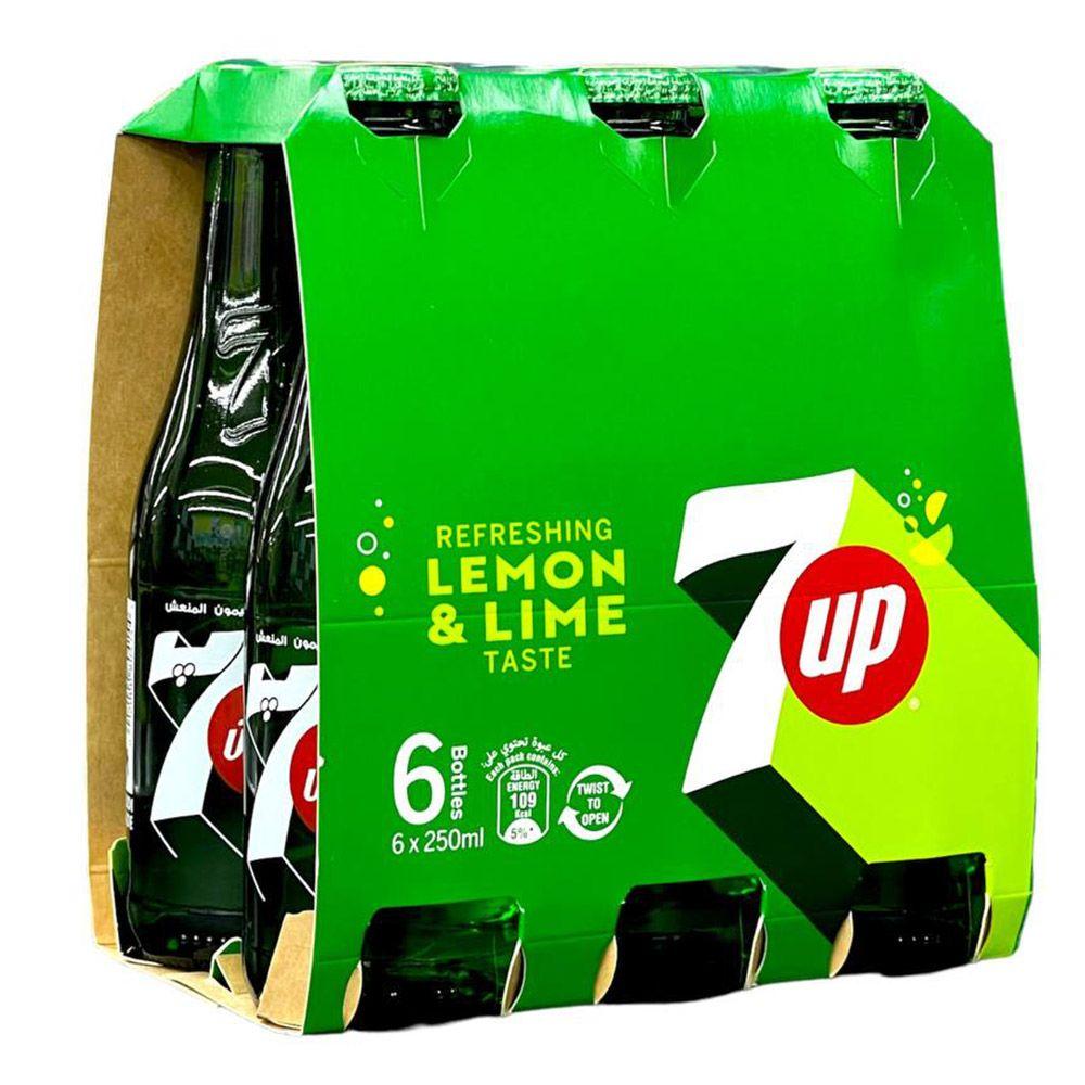 7 UP Soft Drink Glass Bottle 250 ML × 6