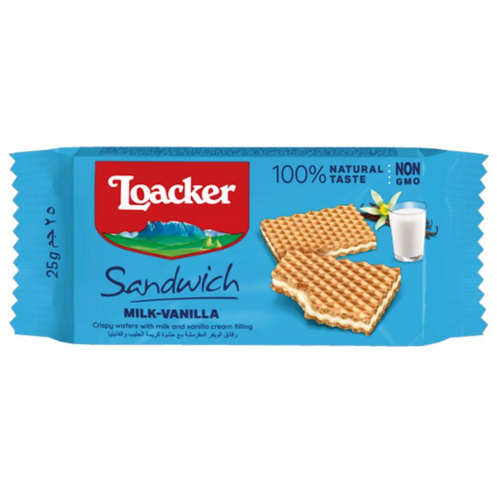 Loacker Wafer Sandwich With Milk and Vanilia Cream Filiing 25 G