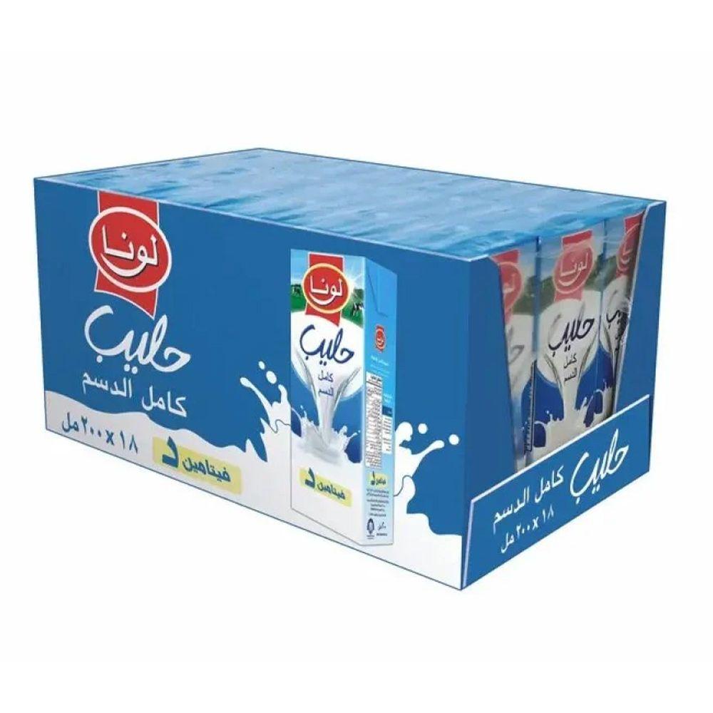 Luna Long Life Milk Full Fat 200 ML × 18 Box