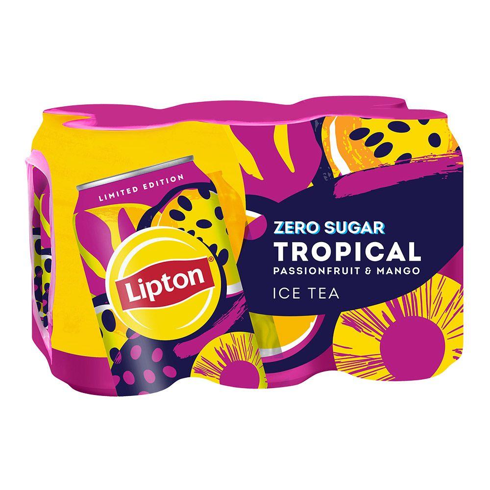 Lipton Iced Tea Tropical Flavor No Sugar 310 ML × 6