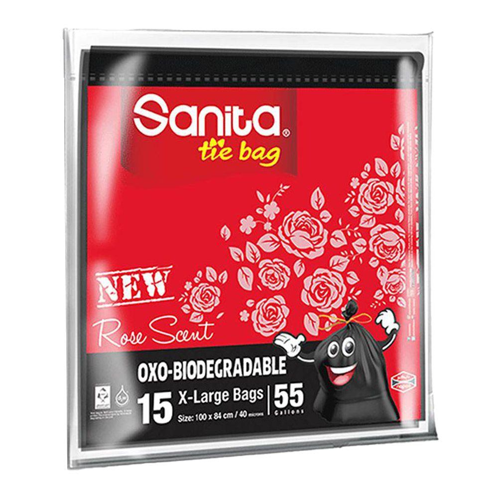 Sanita Trash Bags With Tie Rose Scent X Large 55 Gallons 15 Pieces